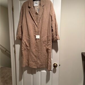 NWT ZARA Linen Spring Coat